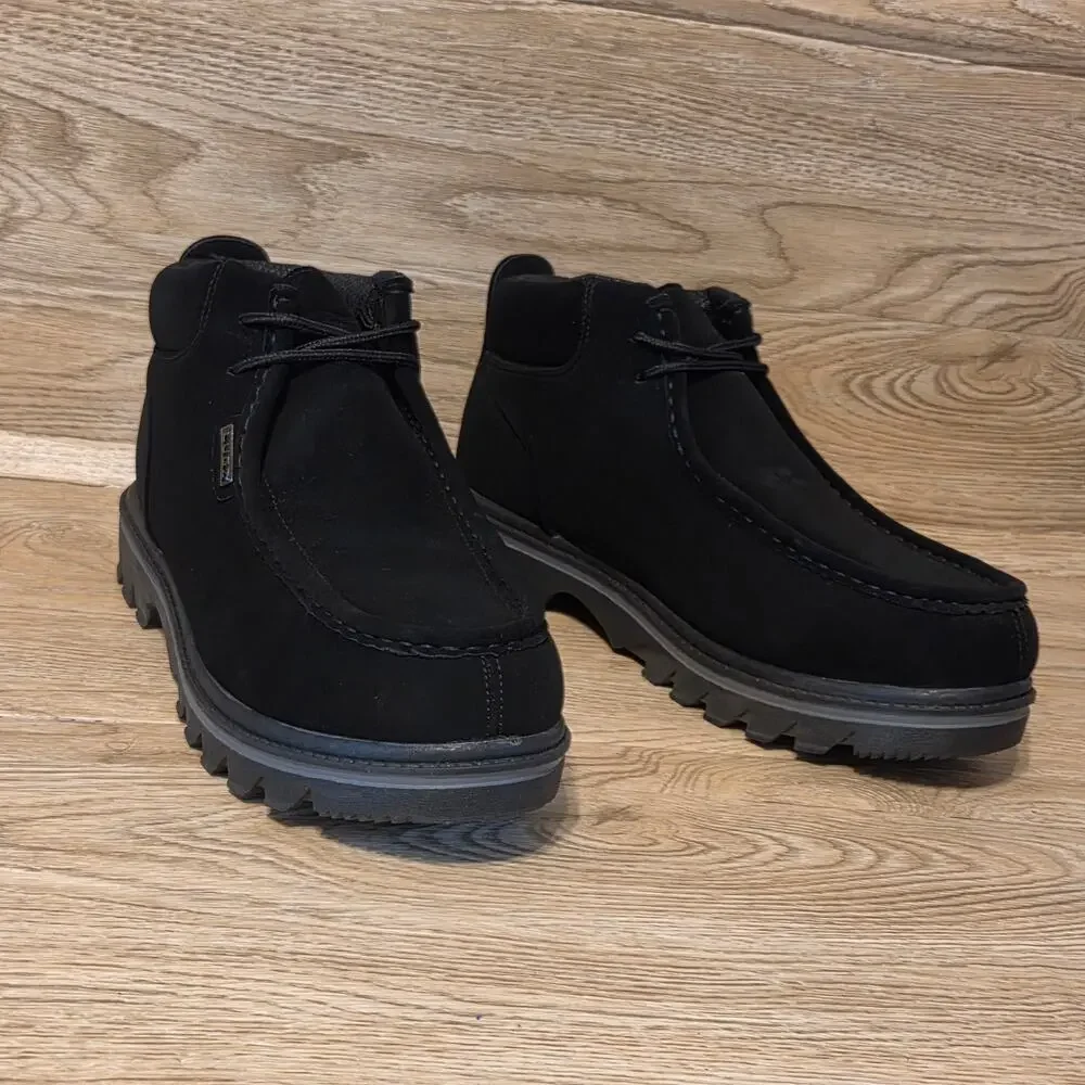 Lugz Fringe Chukka Boots Black Faux Nubuck Mens Size 12 Ankle Boot Lug Sole